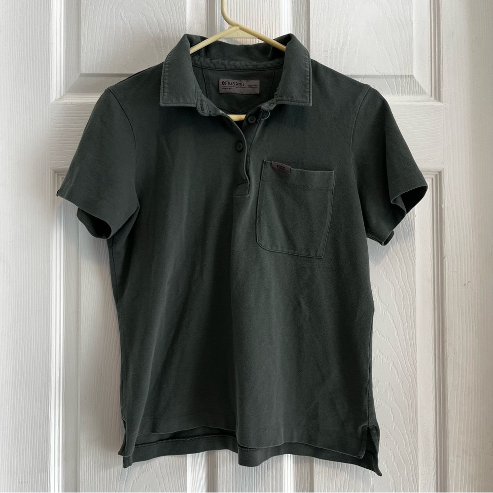 Figs Pro Olive Green Polo Shirt Nurse Medical Medium